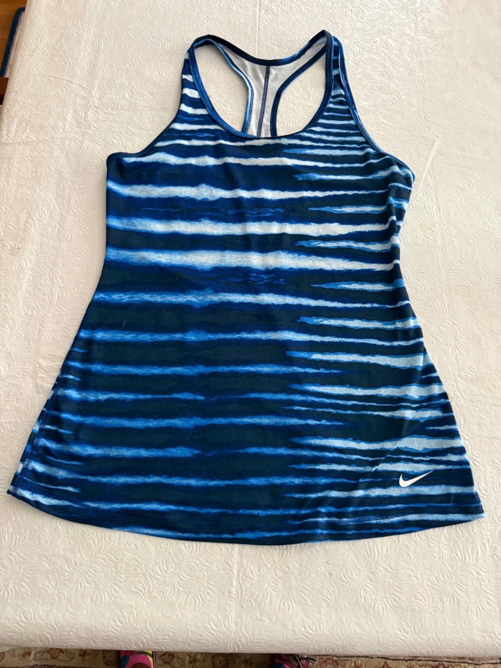 NIKE Women's Dri-Fit Racerback Tank Top Blue White Size Med